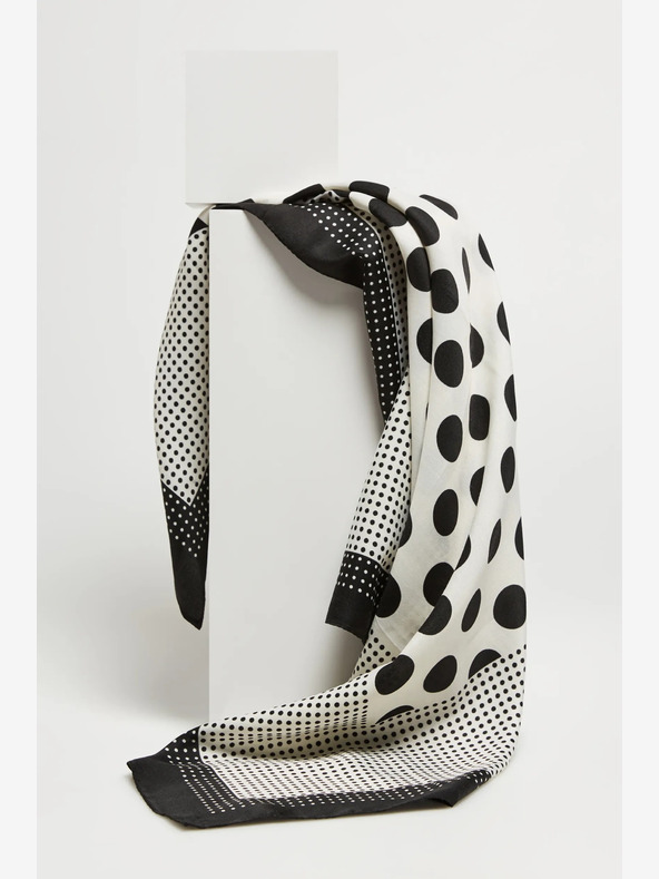 Moodo Belo-črni ženski vzorčasti šal Moodo