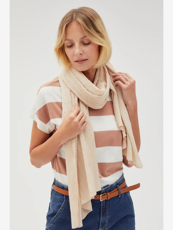 Moodo Moodo Bež ženski šal s pikčastimi pikami Moodo