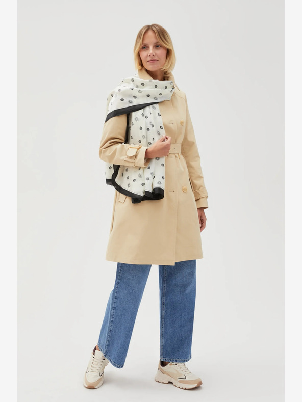 Moodo Črno-beli ženski cvetlični šal Moodo