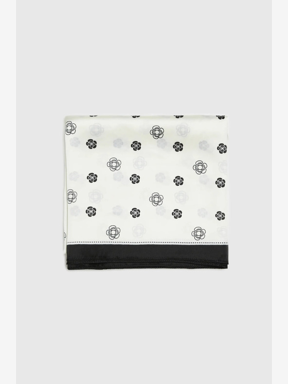 Moodo Črno-beli ženski cvetlični šal Moodo