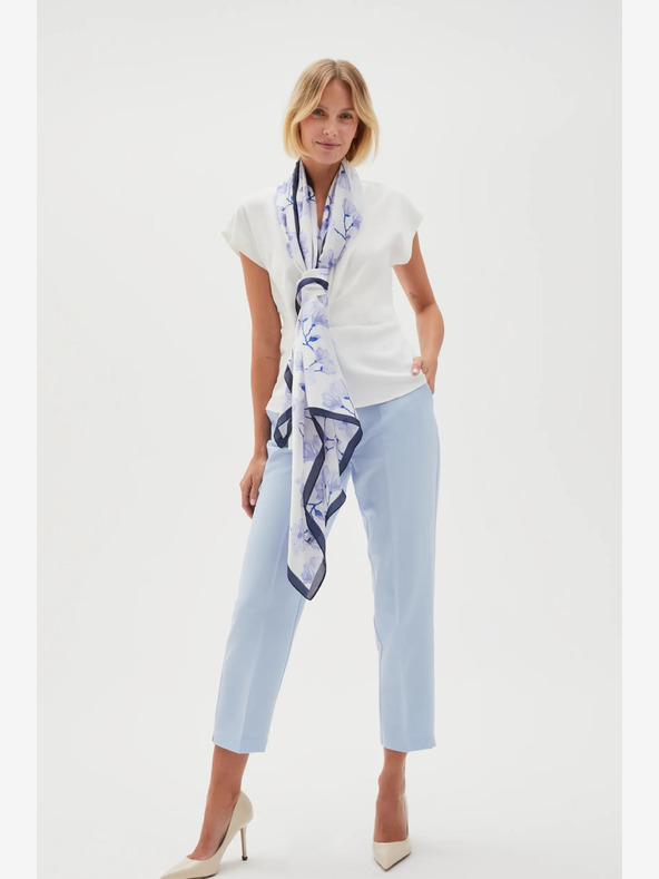 Moodo Belo-modri ženski cvetlični šal Moodo