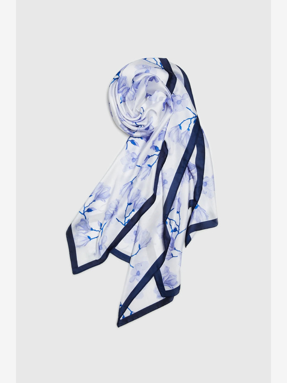 Moodo Belo-modri ženski cvetlični šal Moodo