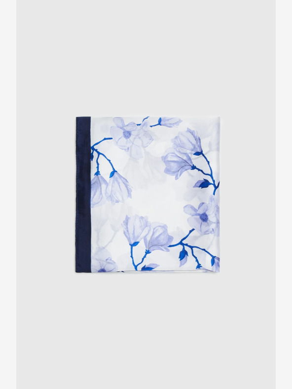 Moodo Belo-modri ženski cvetlični šal Moodo