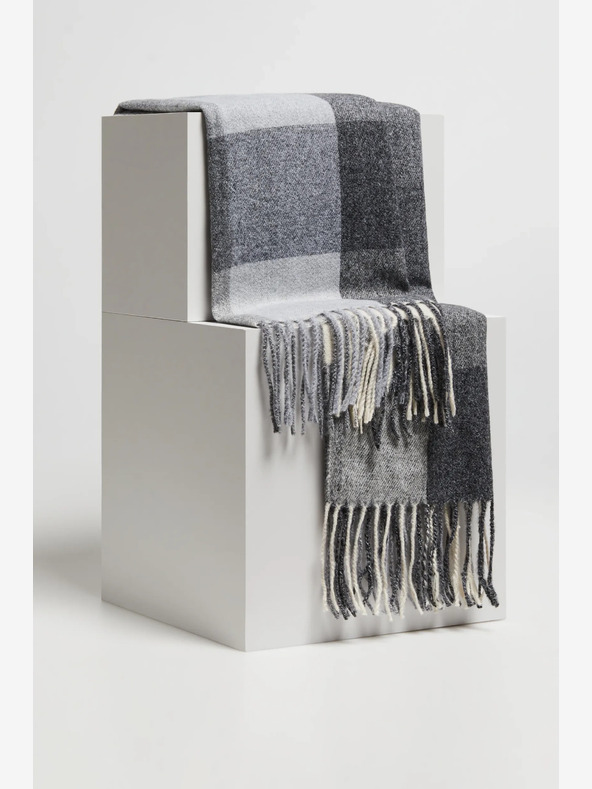 Moodo Moodo belo-siv ženski karirasti šal