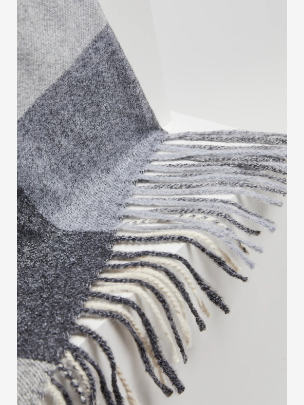 Moodo Moodo belo-siv ženski karirasti šal