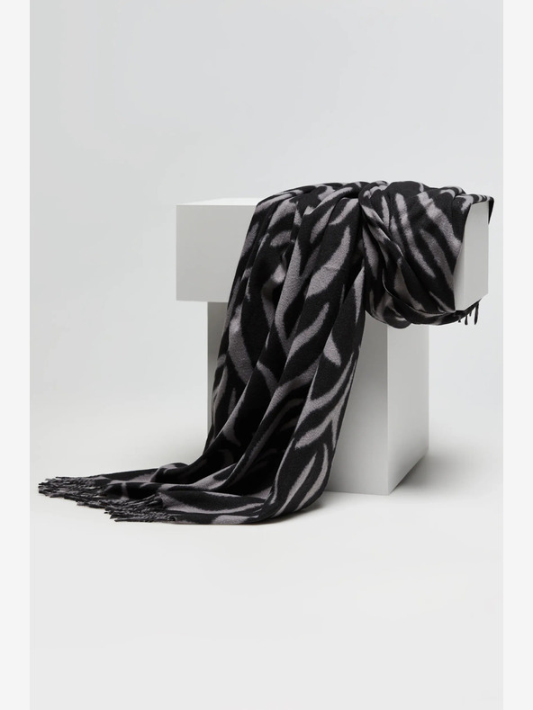 Moodo Moodo Sivo-črni ženski šal z vzorcem