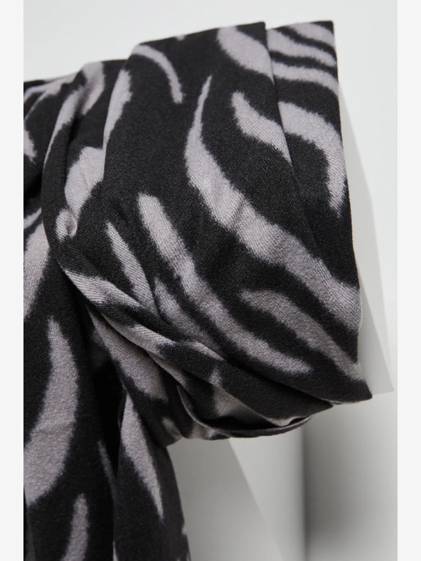Moodo Moodo Sivo-črni ženski šal z vzorcem