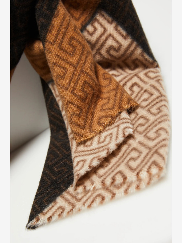 Moodo Rjavo-črni vzorčasti ženski šal Moodo