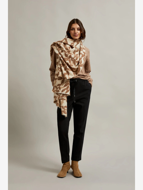 Moodo Rjav in bež ženski vzorčasti šal Moodo