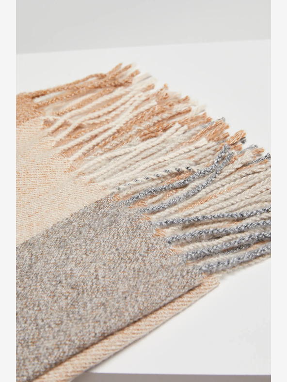 Moodo Moodo siv in bež ženski karirast šal