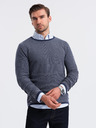 Ombre Clothing Moški pleteni pulover RELAXED FIT z vzorcem modra Ombre oblačila