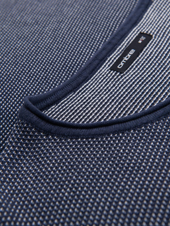 Ombre Clothing Moški pleteni pulover RELAXED FIT z vzorcem modra Ombre oblačila