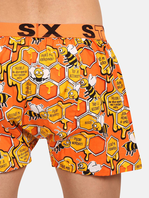 Styx Rumeno-oranžne moške kratke hlače za spanje z vzorcem Styx Čebele