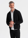 Ombre Clothing Moška bombažna raztegljiva bluza bomber črna Ombre oblačila