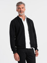 Ombre Clothing Moška bombažna raztegljiva bluza bomber črna Ombre oblačila