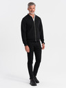 Ombre Clothing Moška bombažna raztegljiva bluza bomber črna Ombre oblačila