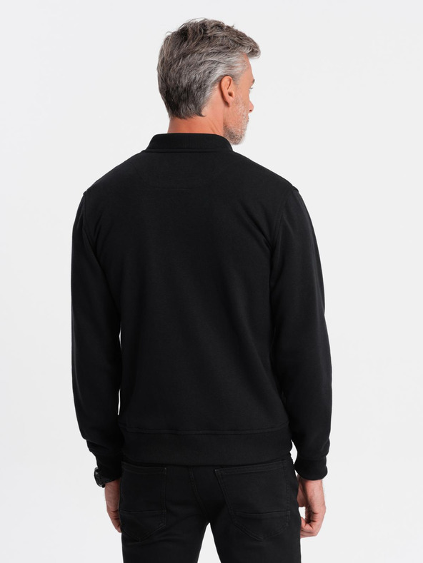 Ombre Clothing Moška bombažna raztegljiva bluza bomber črna Ombre oblačila