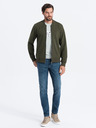 Ombre Clothing Moška bombažna bombažna bluza z zadrgo v barvi kaki Ombre oblačila