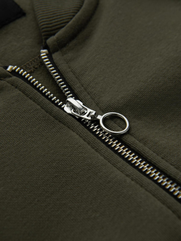 Ombre Clothing Moška bombažna bombažna bluza z zadrgo v barvi kaki Ombre oblačila