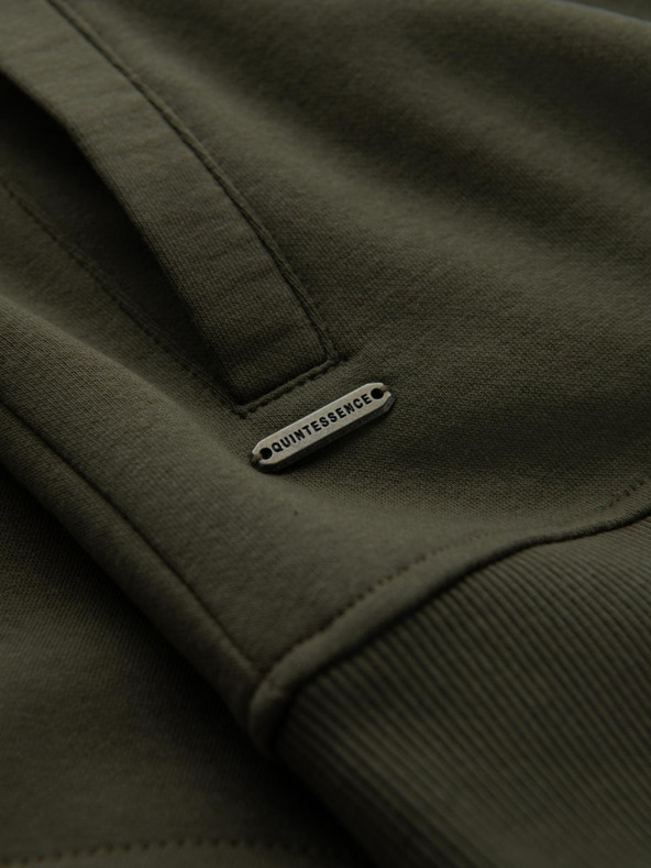 Ombre Clothing Moška bombažna bombažna bluza z zadrgo v barvi kaki Ombre oblačila