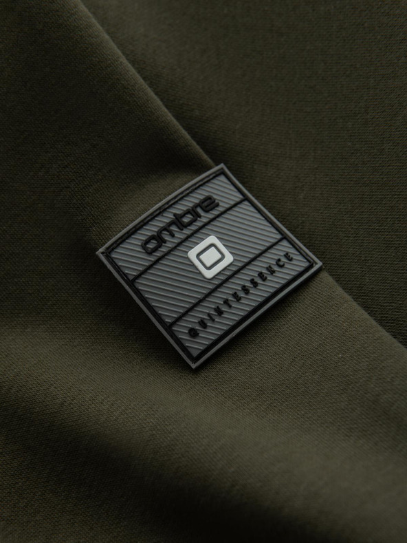 Ombre Clothing Moška bombažna bombažna bluza z zadrgo v barvi kaki Ombre oblačila