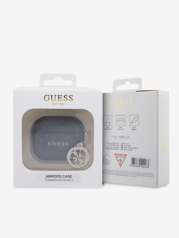 Guess Guess 4G Script PC/PU Charm ovitek za AirPods 3 črn
