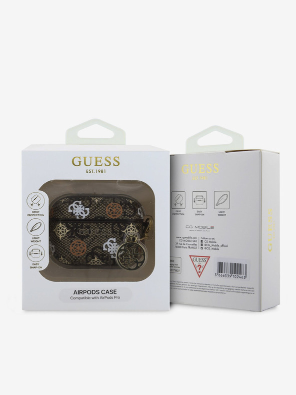Guess Guess PU 4G Peony Charm ovitek za AirPods Pro Brown