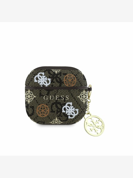 Guess PU 4G Peony Charm Pouzdro pro AirPods 4 Brown Ovitek