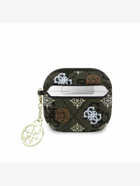Guess PU 4G Peony Charm Pouzdro pro AirPods 4 Brown Ovitek
