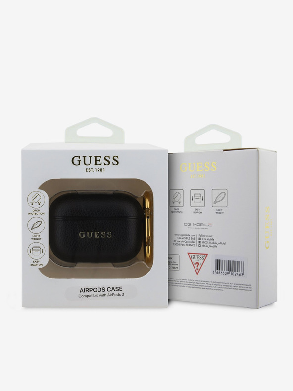 Guess Guess PU Grained Classic Logo etui za AirPods 3 črno
