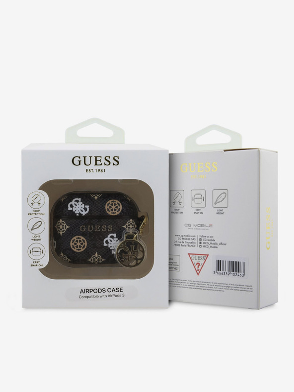 Guess Guess PU 4G Peony Charm ovitek za AirPods 3 črn