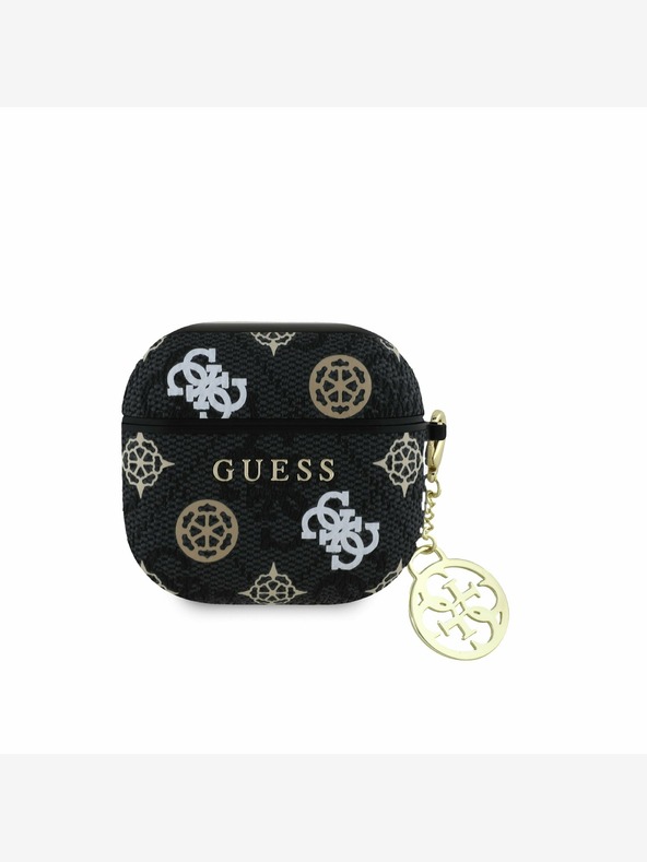 Guess PU 4G Peony Charm Pouzdro pro AirPods 4 Black Ovitek