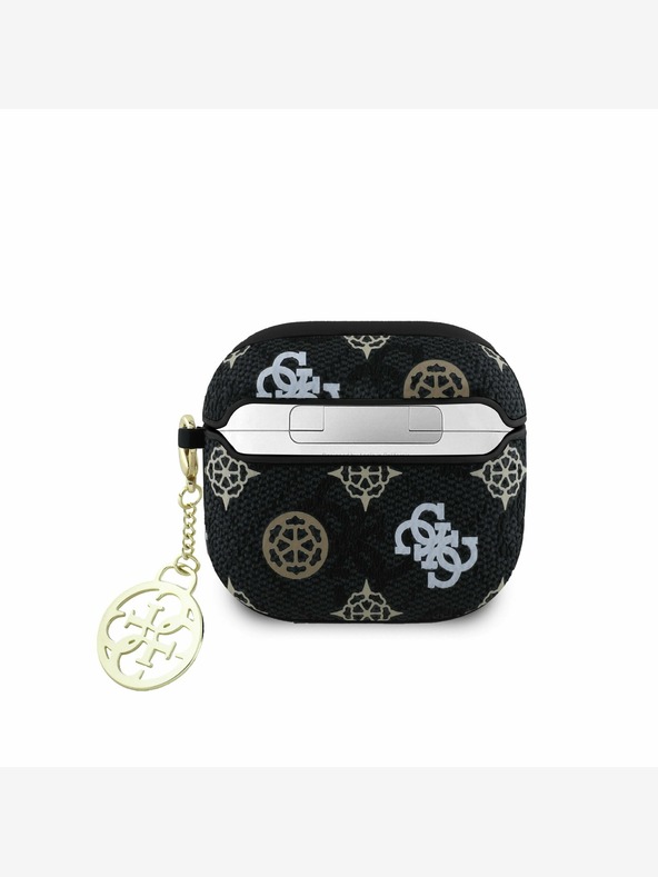 Guess PU 4G Peony Charm Pouzdro pro AirPods 4 Black Ovitek