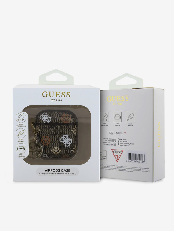 Guess Ohišje Guess PU 4G Peony Charm za AirPods 1/2 Brown