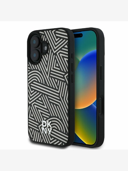 DKNY DKNY PU usnje Crosswalk Pattern Magsafe hrbtni ovitek za iPhone 16 slonokoščene barve