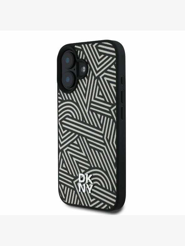 DKNY DKNY PU usnje Crosswalk Pattern Magsafe hrbtni ovitek za iPhone 16 slonokoščene barve