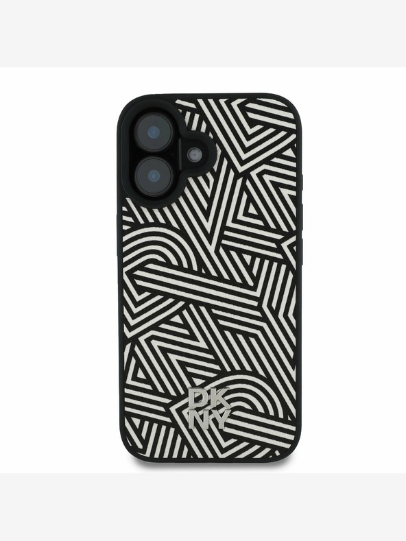 DKNY DKNY PU usnje Crosswalk Pattern Magsafe hrbtni ovitek za iPhone 16 slonokoščene barve