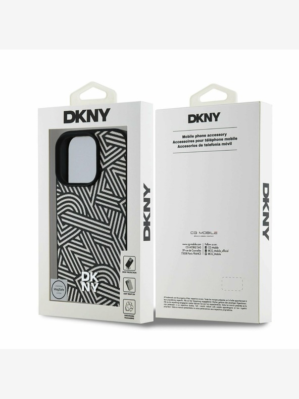 DKNY DKNY PU usnje Crosswalk Pattern Magsafe hrbtni ovitek za iPhone 16 Pro Max slonokoščena kost