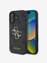 Guess Guess PU 4G kovinski zadnji ovitek z logotipom za iPhone 16 siv