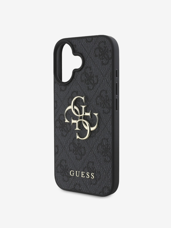 Guess Guess PU 4G kovinski zadnji ovitek z logotipom za iPhone 16 siv