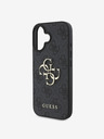Guess Guess PU 4G kovinski zadnji ovitek z logotipom za iPhone 16 siv