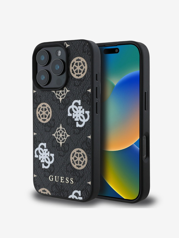 Guess Guess PU 4G Peony MagSafe hrbtni ovitek za iPhone 16 Pro Max Black