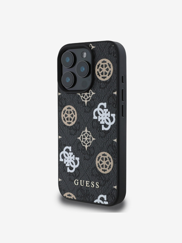 Guess Guess PU 4G Peony MagSafe hrbtni ovitek za iPhone 16 Pro Max Black