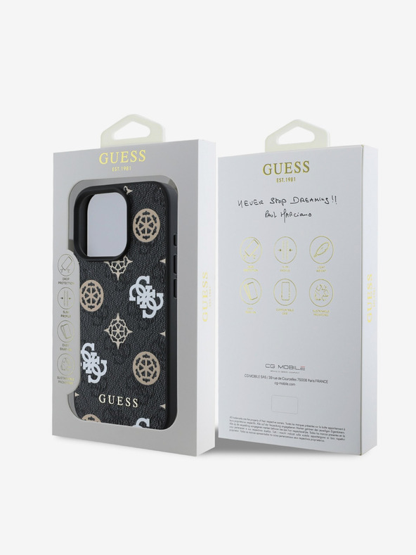 Guess Guess PU 4G Peony MagSafe hrbtni ovitek za iPhone 16 Pro Max Black