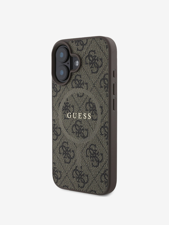 Guess Guess PU Leather 4G Colored Ring MagSafe Back Cover za iPhone 16 Brown