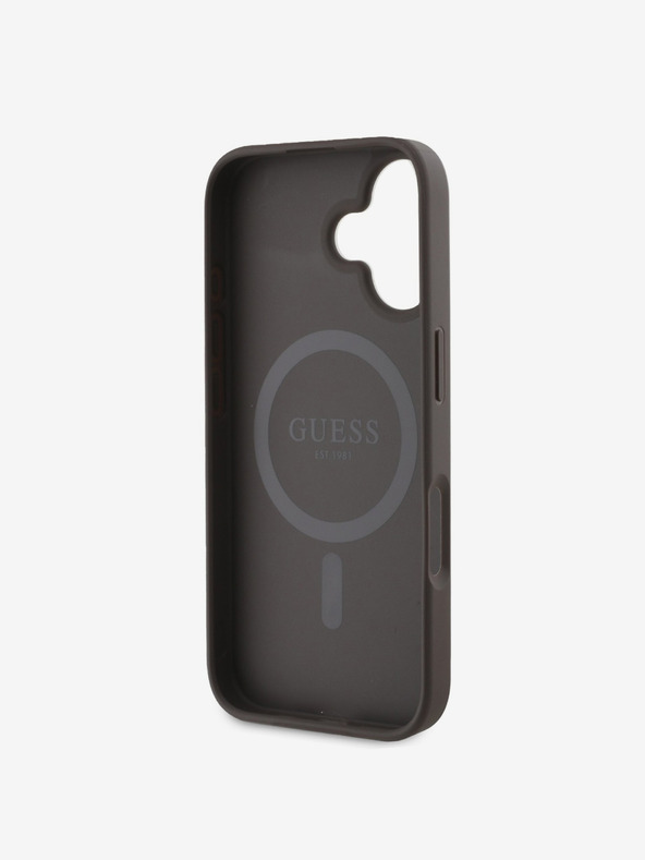Guess Guess PU Leather 4G Colored Ring MagSafe Back Cover za iPhone 16 Brown