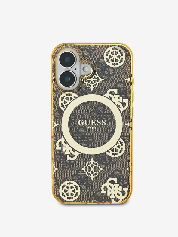 Guess Guess IML 4G Peony MagSafe hrbtni ovitek za iPhone 16 Brown