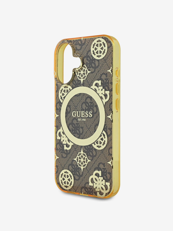 Guess Guess IML 4G Peony MagSafe hrbtni ovitek za iPhone 16 Brown