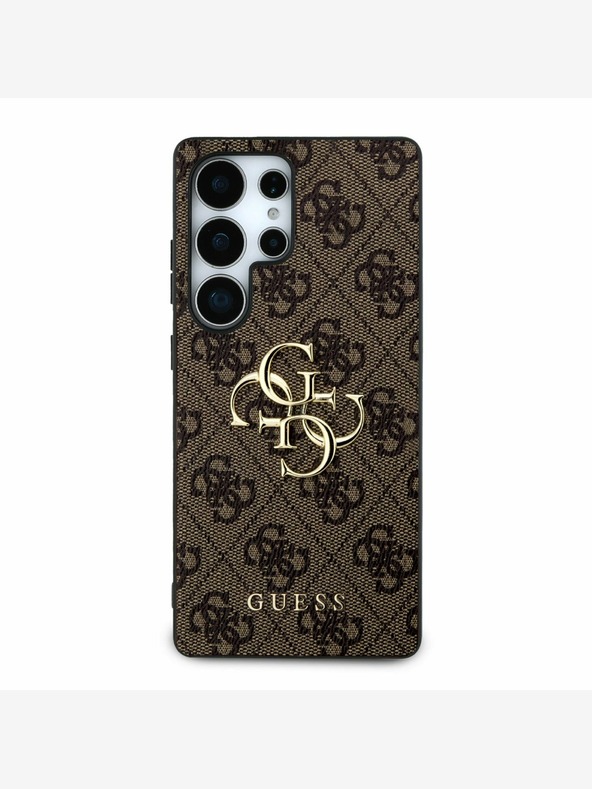 Guess PU 4G Metal Logo Zadní Kryt pro Samsung Galaxy S25 Ultra Brown Ovitek za telefon