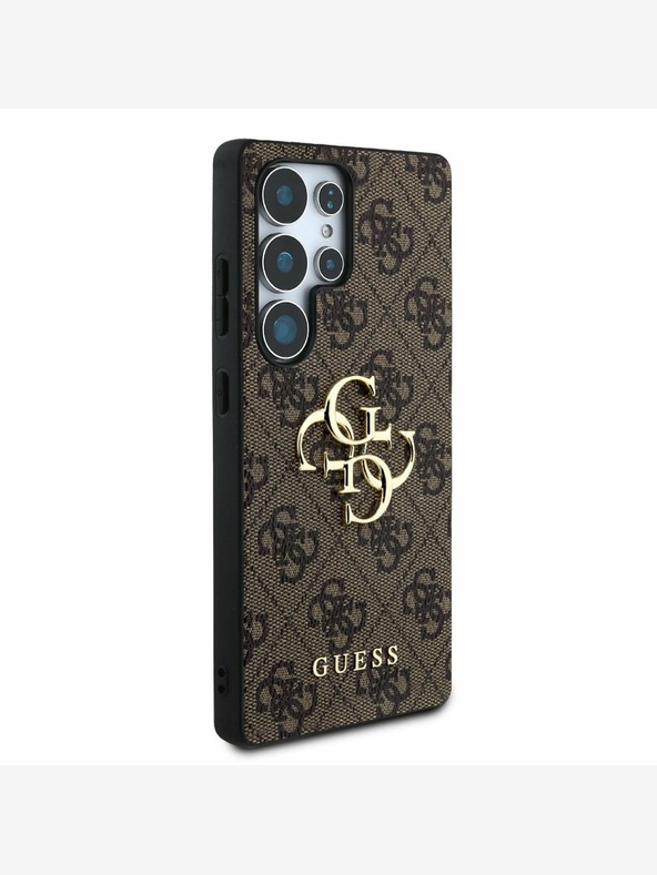 Guess PU 4G Metal Logo Zadní Kryt pro Samsung Galaxy S25 Ultra Brown Ovitek za telefon